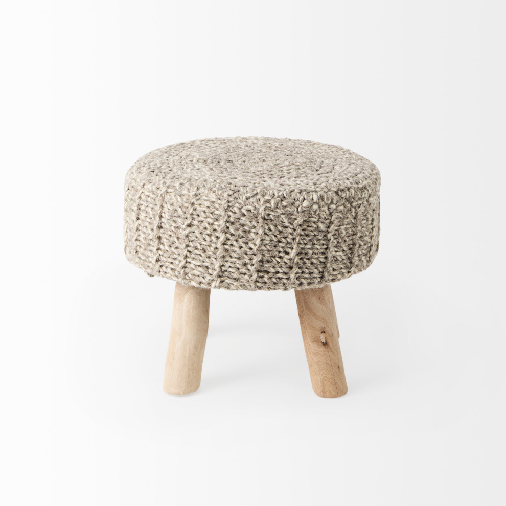 Bina Taupe Wool 4 Legged Stool   Scandinavian   Footstools And Ottomans   by Mercana  Houzz