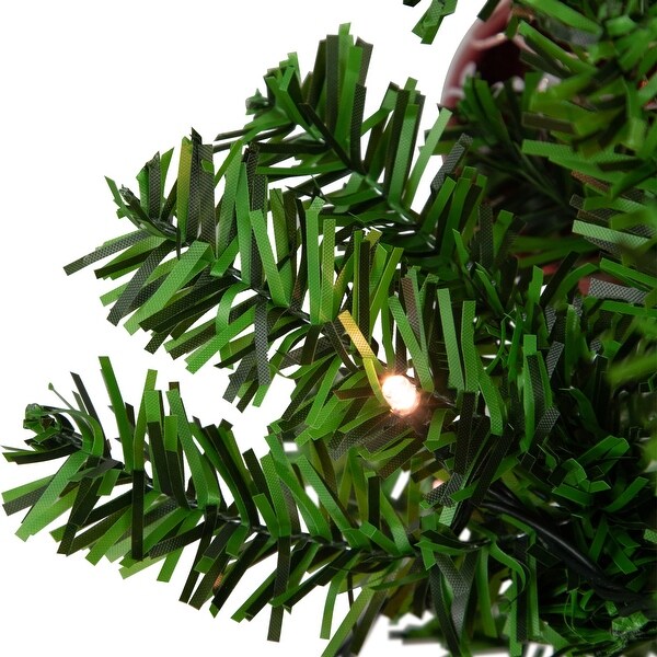 6' Green and Red Musical Lighted Snowing Artificial Christmas Tree White LED Lights