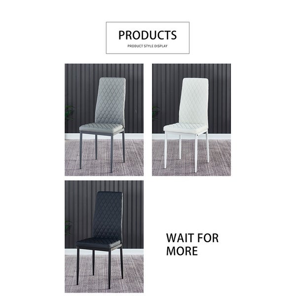 Dining Chair Leather Diamond Grid Pattern Home Conference Chair Set Of 4 - 20.47*15.75 *37.8INCH