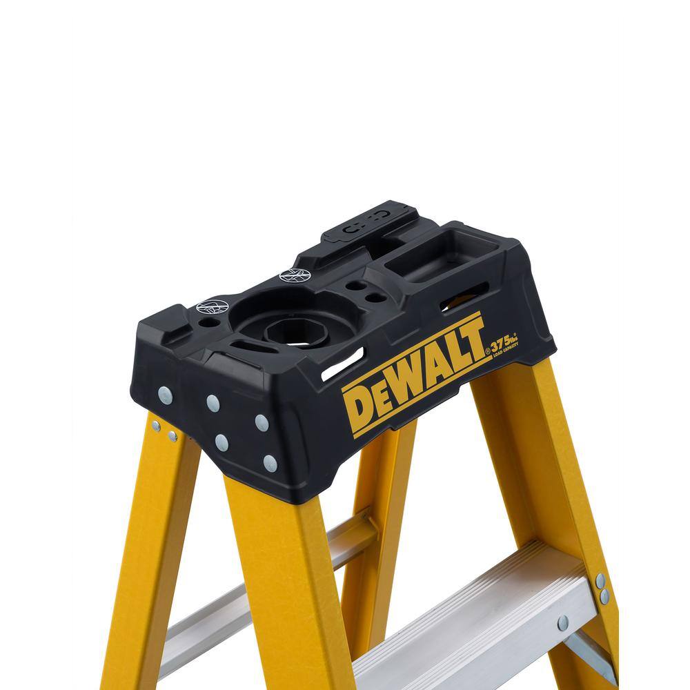 DW 8 ft. Fiberglass Step Ladder 12.2 ft. Reach Height Type 1AA - 375 lbs. Expanded Work Step and Impact Absorption System DXL3410-08