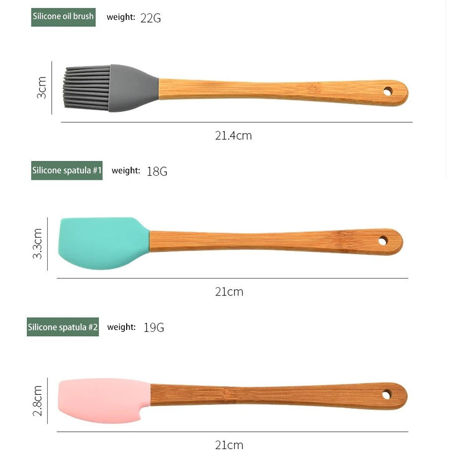 Silicone Spatula Kit - 5 Pack Mini Spatulas Scrapers with Bamboo Handle, Kitchen Utensils Sets for Cooking Baking