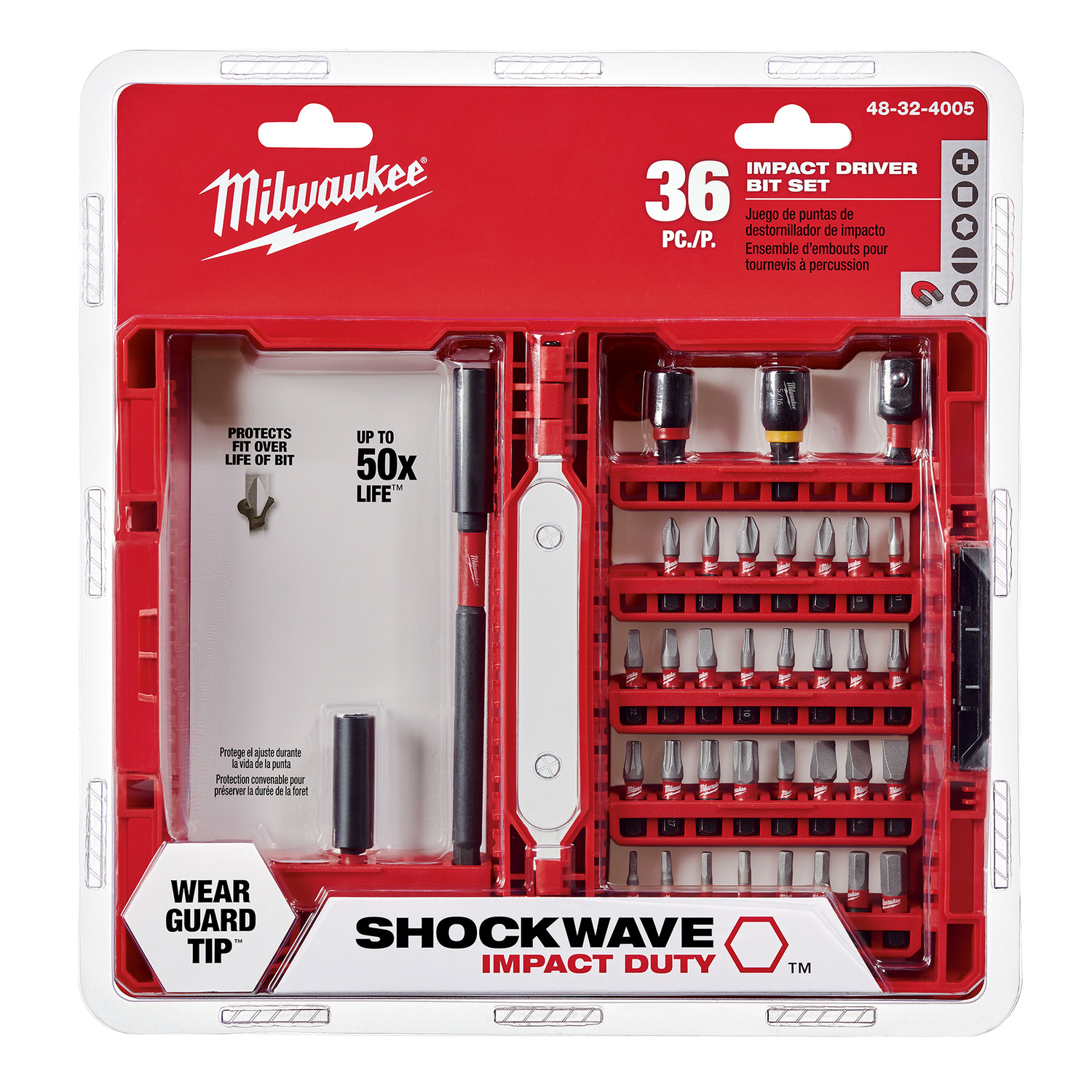 MW Shockwave Assorted Screwdriver Bit Set Steel 36 pc