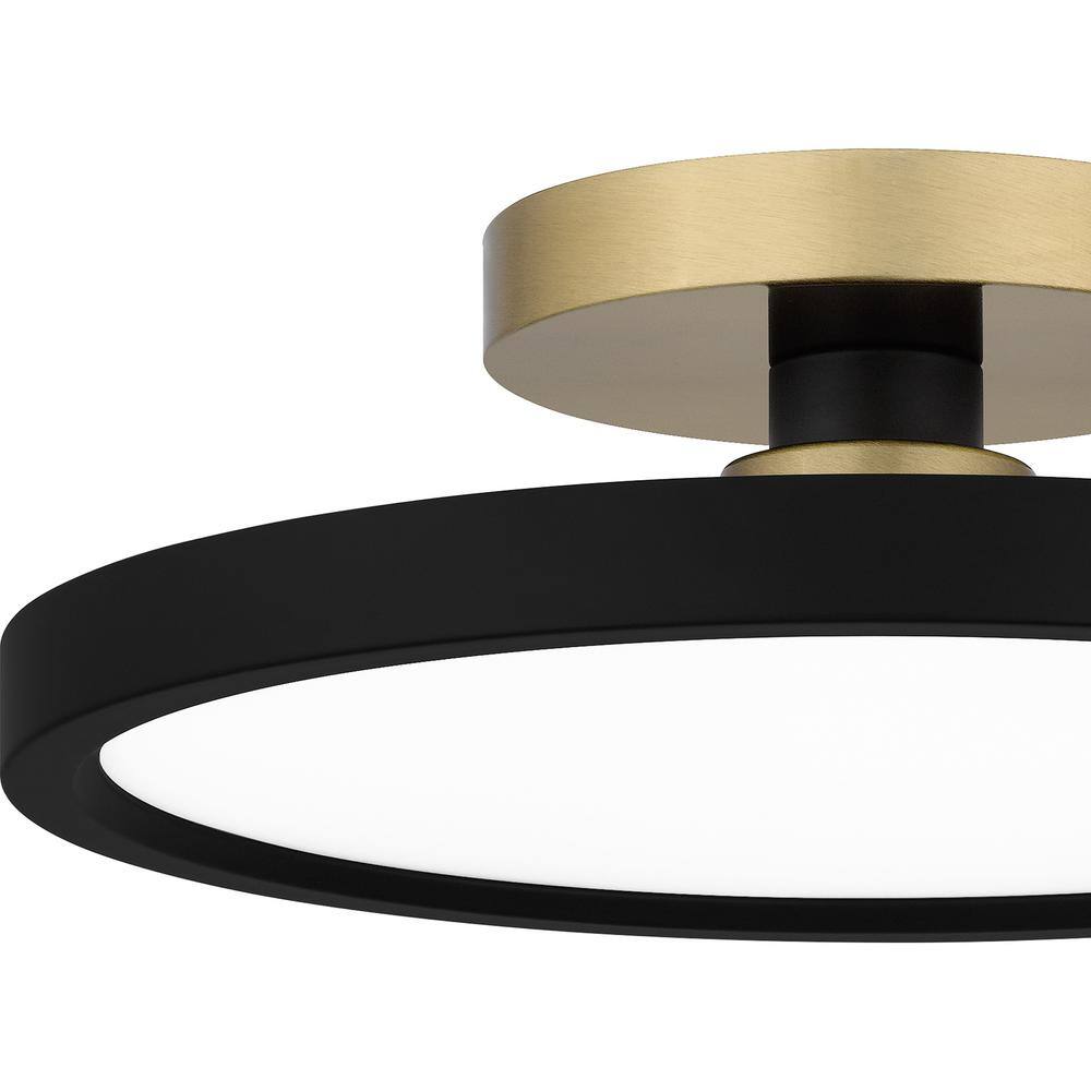 Hampton Bay Morrilton 13 in. 20-Watt Matte Black and Gold Integrated LED Semi-Flush Mount HD6108B