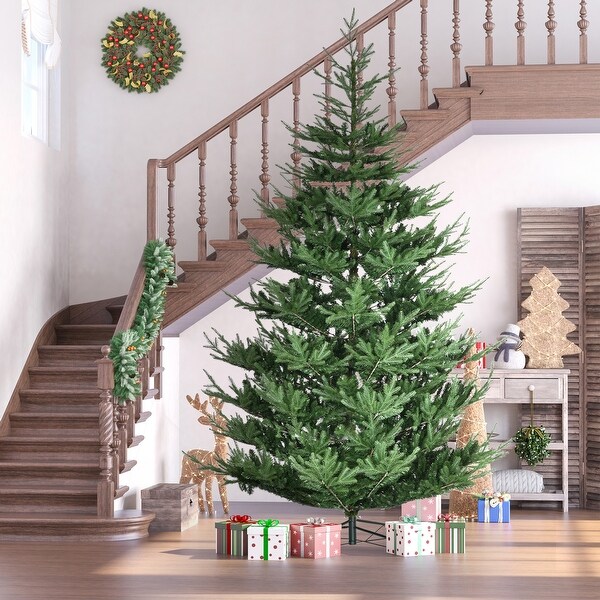 9 Foot Artificial Christmas Tree，Pine Hinged Xmas Tree