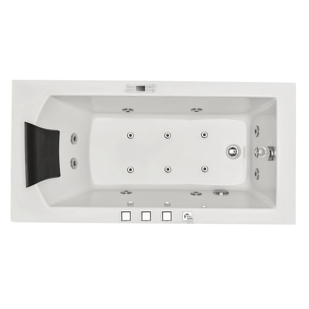 EAGO 60 in. Acrylic Flatbottom Whirlpool Bathtub in White AM154ETL-L5