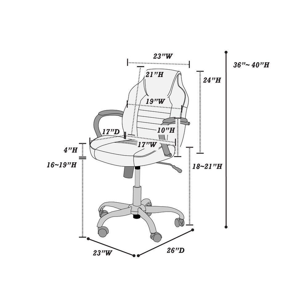 Ergonomic Faux Leather Gameing Computer Chair  Modern Office Chair with Fixed Armrest and Height Adjustable  for Office/Bedroom