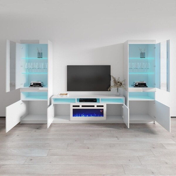 Reno WH05 Electric Fireplace Modern Wall Unit Entertainment Center