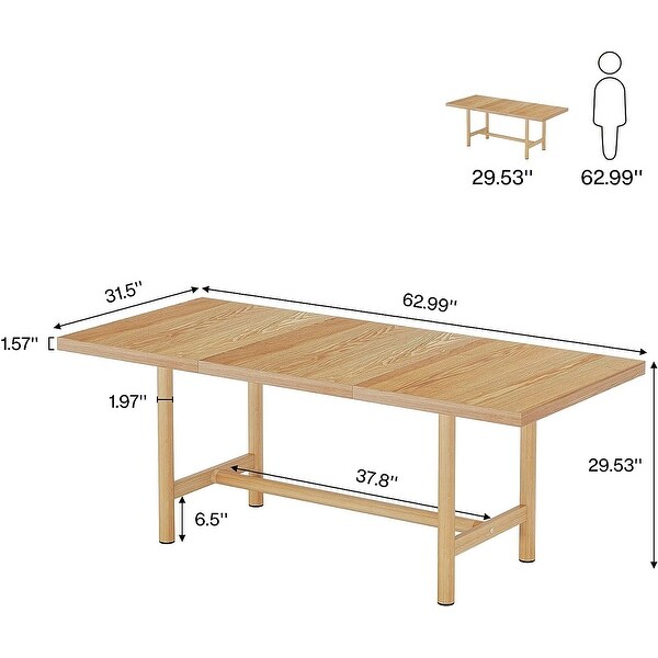 63 In Dining Table for 46 People，Wood Rectangular Dining Room Table