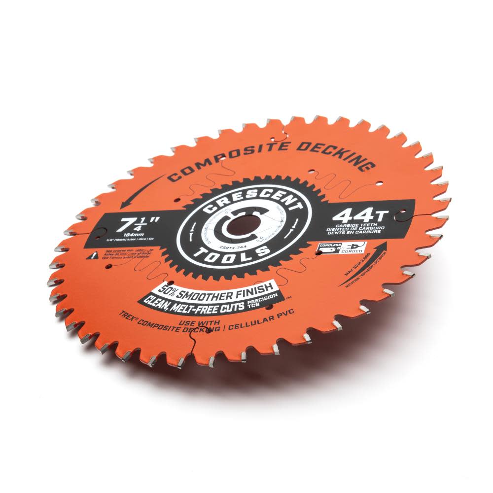 Crescent Circular Saw Blade Composite Decking 7 1/4 x 44T ;