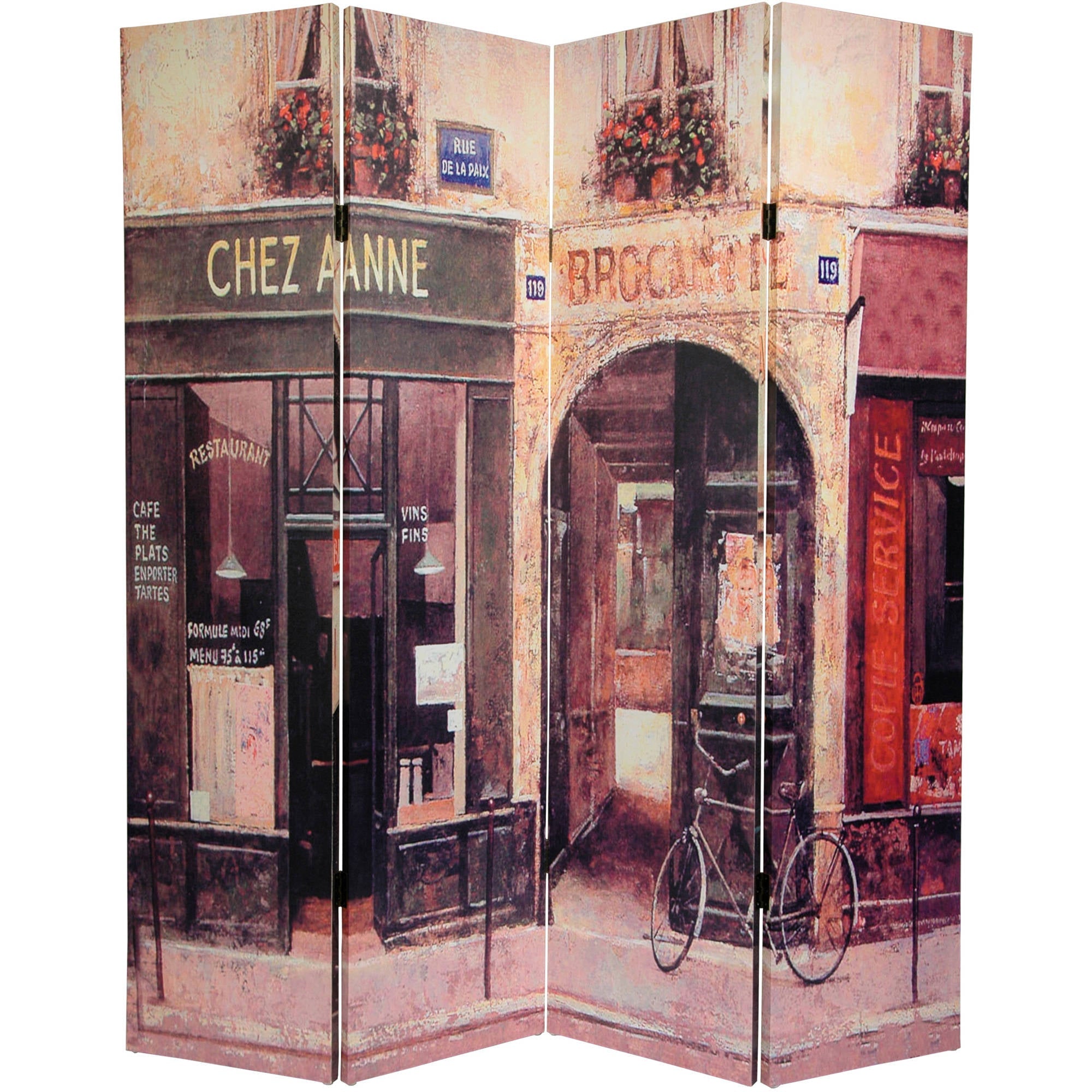 Oriental Furniture 6 ft. Tall French Cafe Canvas Room Divider - 3 Panel