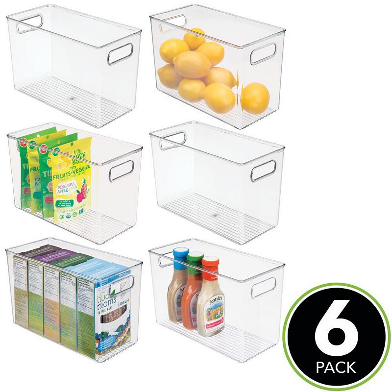 mDesign Plastic Kitchen Food Storage Bin with Handles， 6 Pack