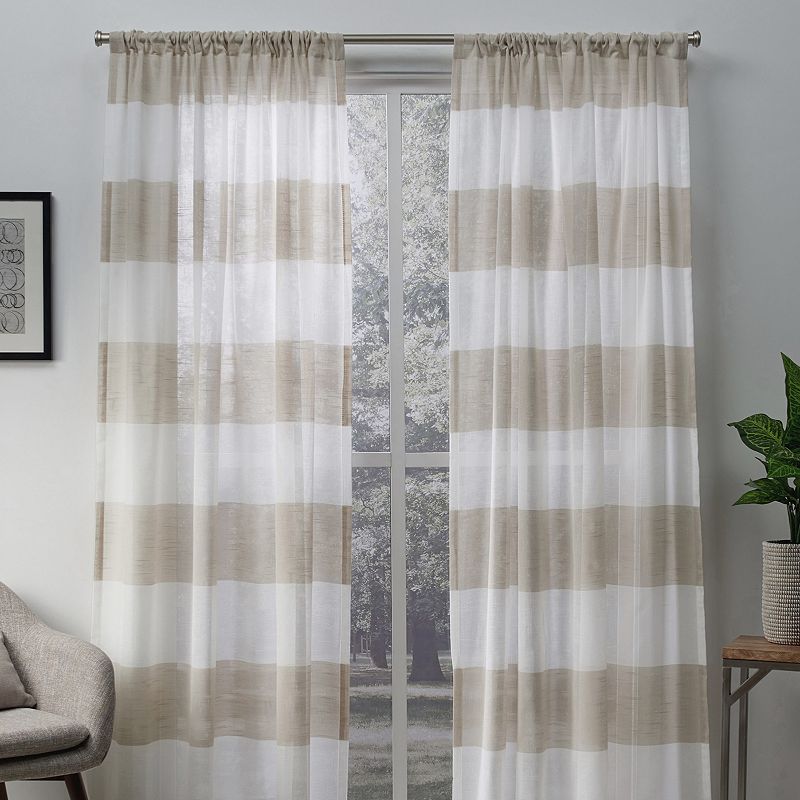 Exclusive Home 2-pack Darma Sheer Linen Rod Pocket Window Curtains