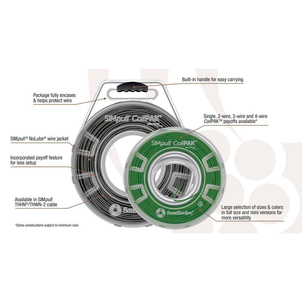 Southwire 350 ft. 123 BlackWhiteGreen Stranded CU CoilPAK SIMpull THHN Tri-Wire 58453303