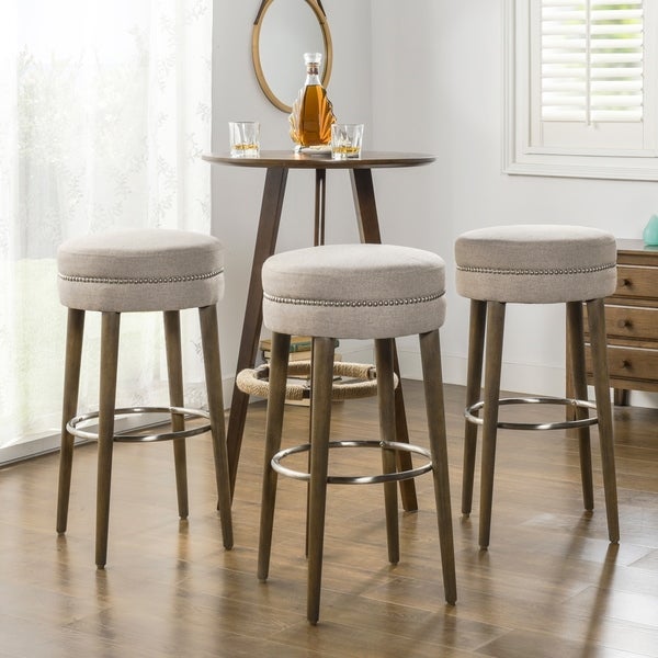 Carson Carrington Parsbol 30-inch Country Grey Backless Bar Stool