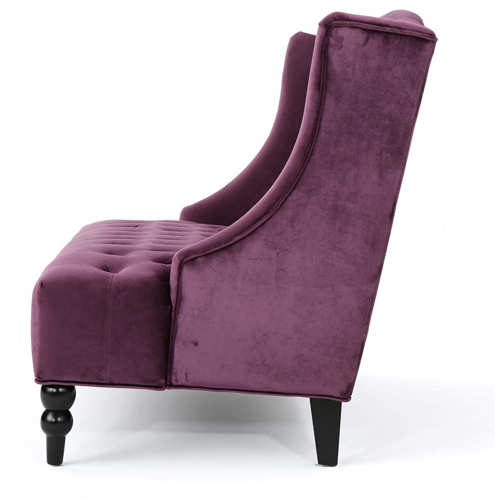 Modern Glam Loveseat  Velvet Seat With Unique Button Tufted Wingback  Raisin   Traditional   Loveseats   by Decor Love  Houzz