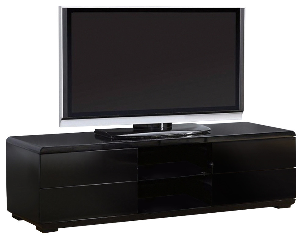 Urbane Contemporary 59  x27Tv Console  Black   Contemporary   Entertainment Centers And Tv Stands   by Benzara  Woodland Imprts  The Urban Port  Houzz