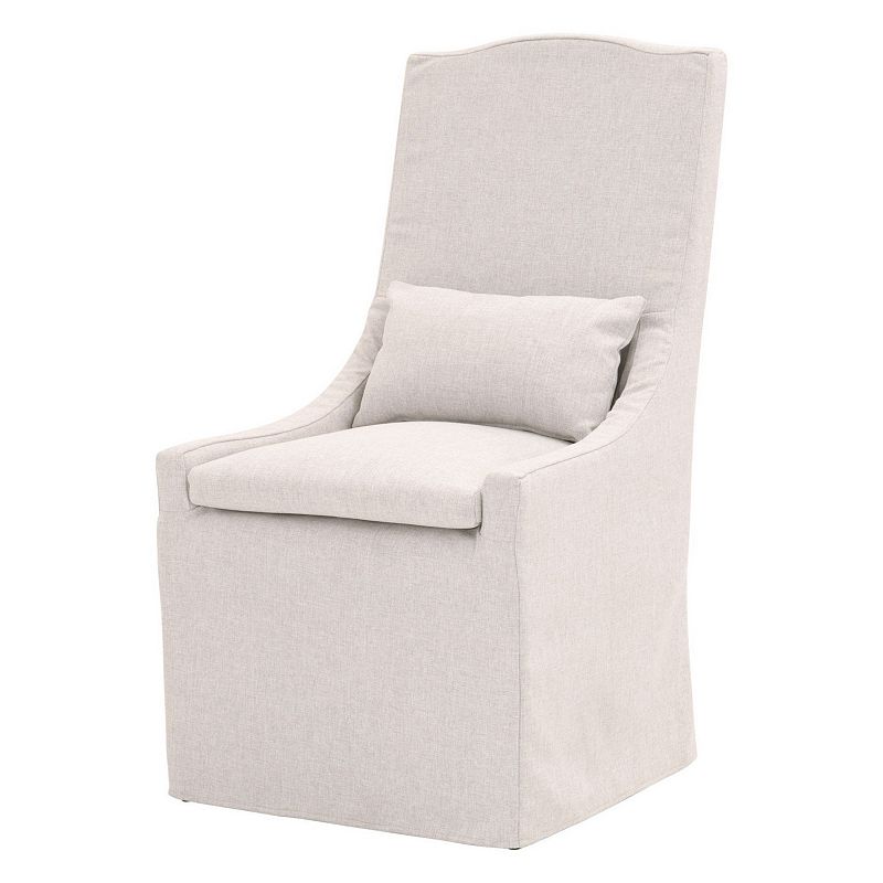 Contemporary Fabric Upholstered Side Chair with Lumbar Pillow， Gray