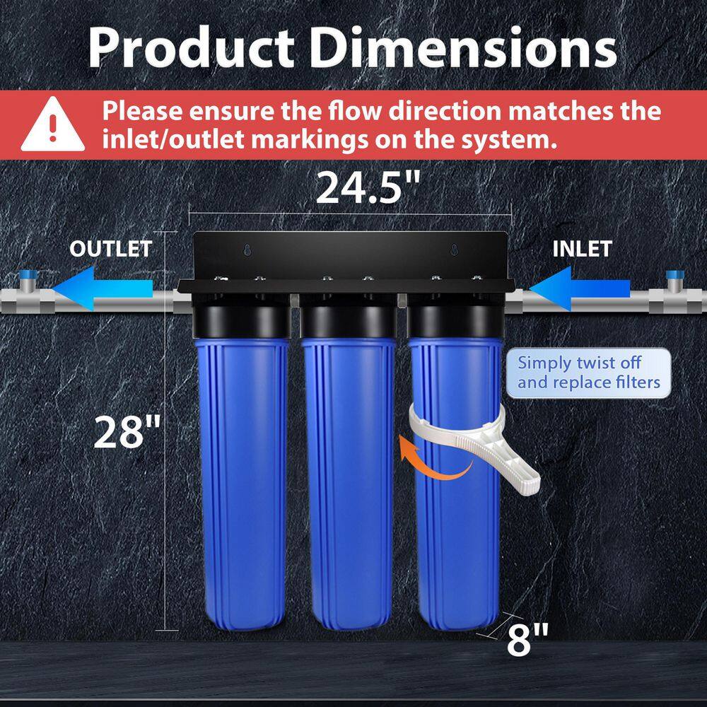 ISPRING Whole House Water System wAuto-Flushing Spin Down Filter Anti-Scale GAC+KDF and Carbon Block WGB32B-KDS+WSP50ARB