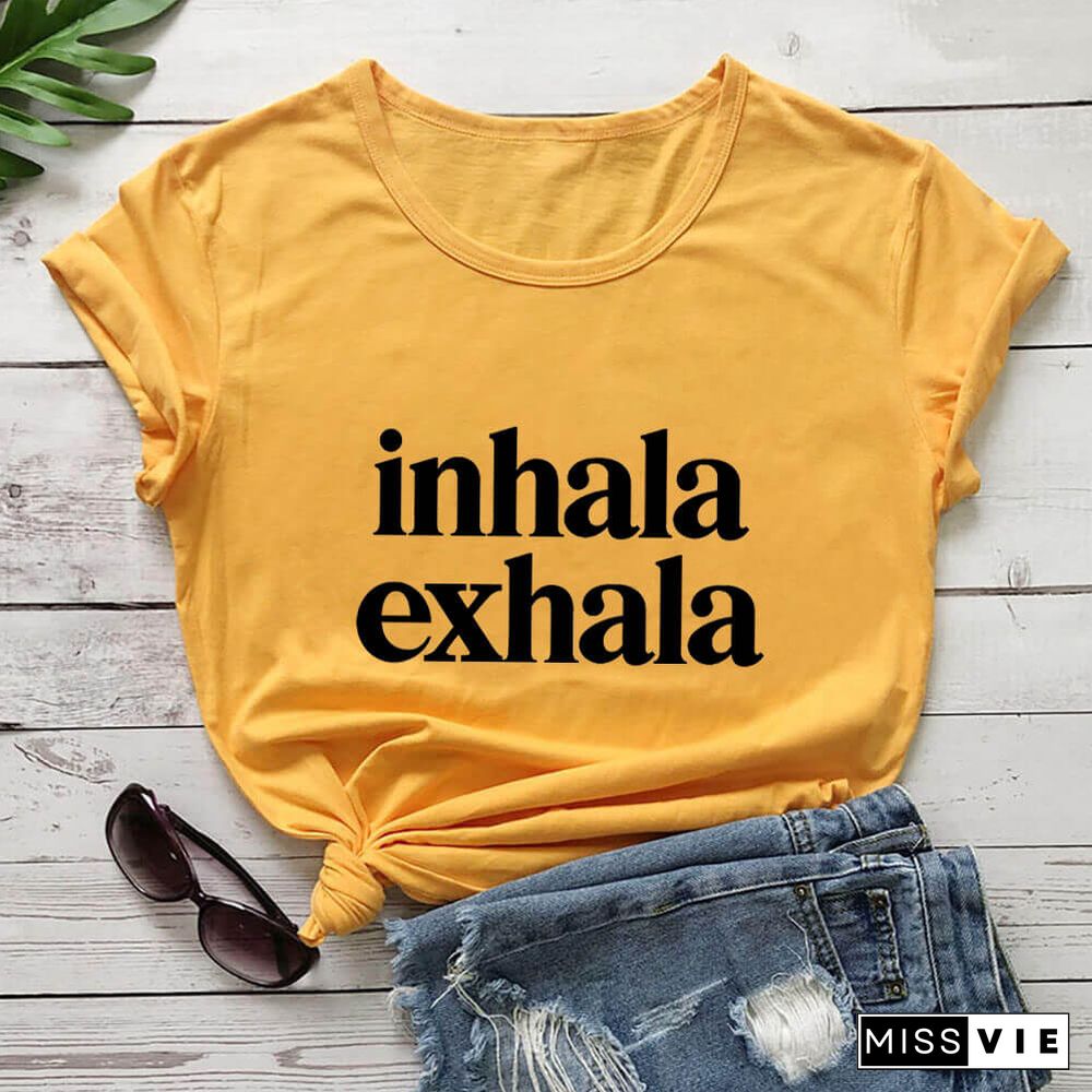 Inhala Exhala Latina Spanish Women’s Tshirt Women Funny Summer Casual Short Sleeve Top Inspirational Latina Mexican T-shirts