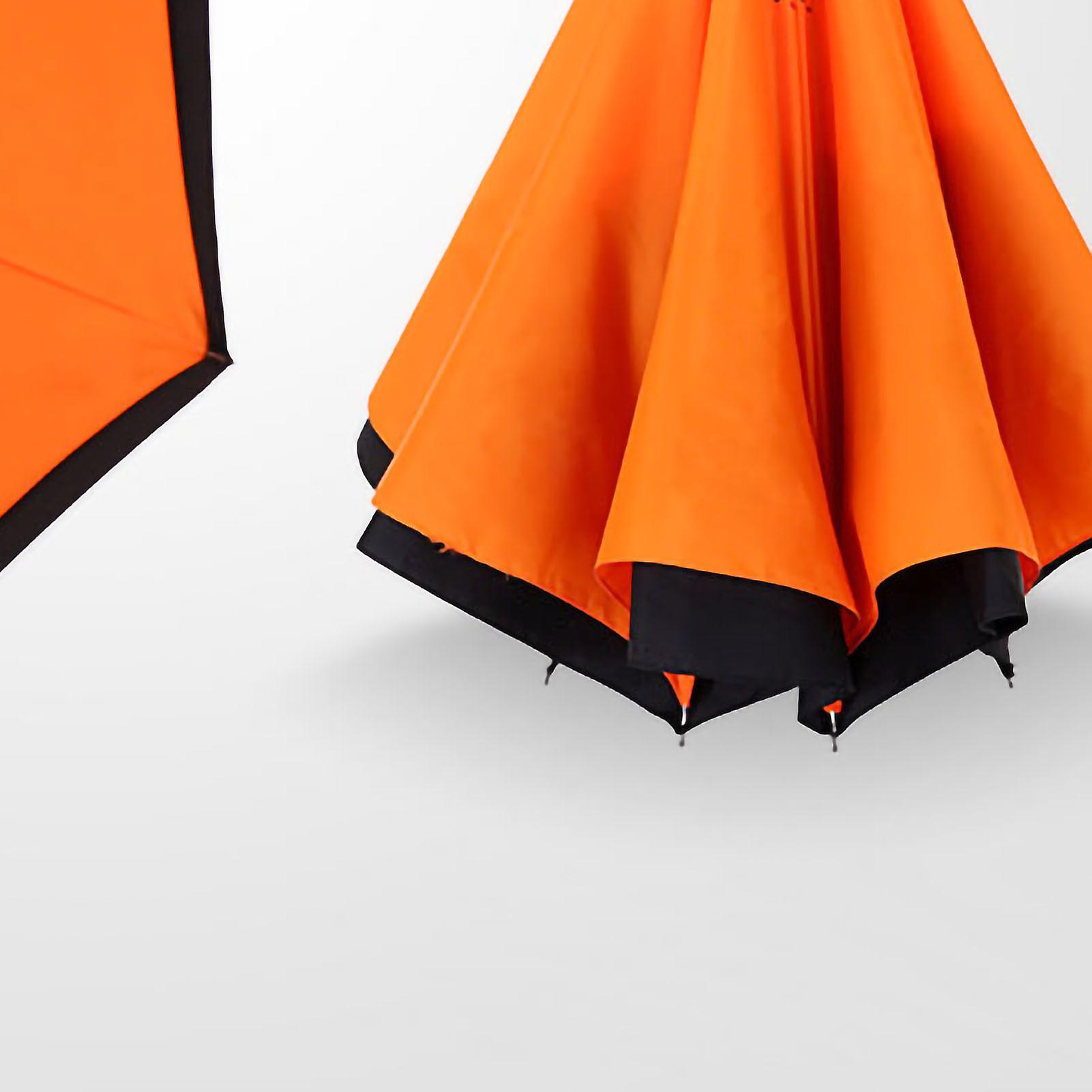 Double Reverse Umbrella Fiber Waterproof Light Weight Inverted Umbrella with C Shaped Handle Orange