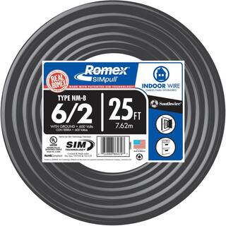 Southwire 25 ft. 62 Stranded Romex SIMpull CU NM-B WG Wire 28894421