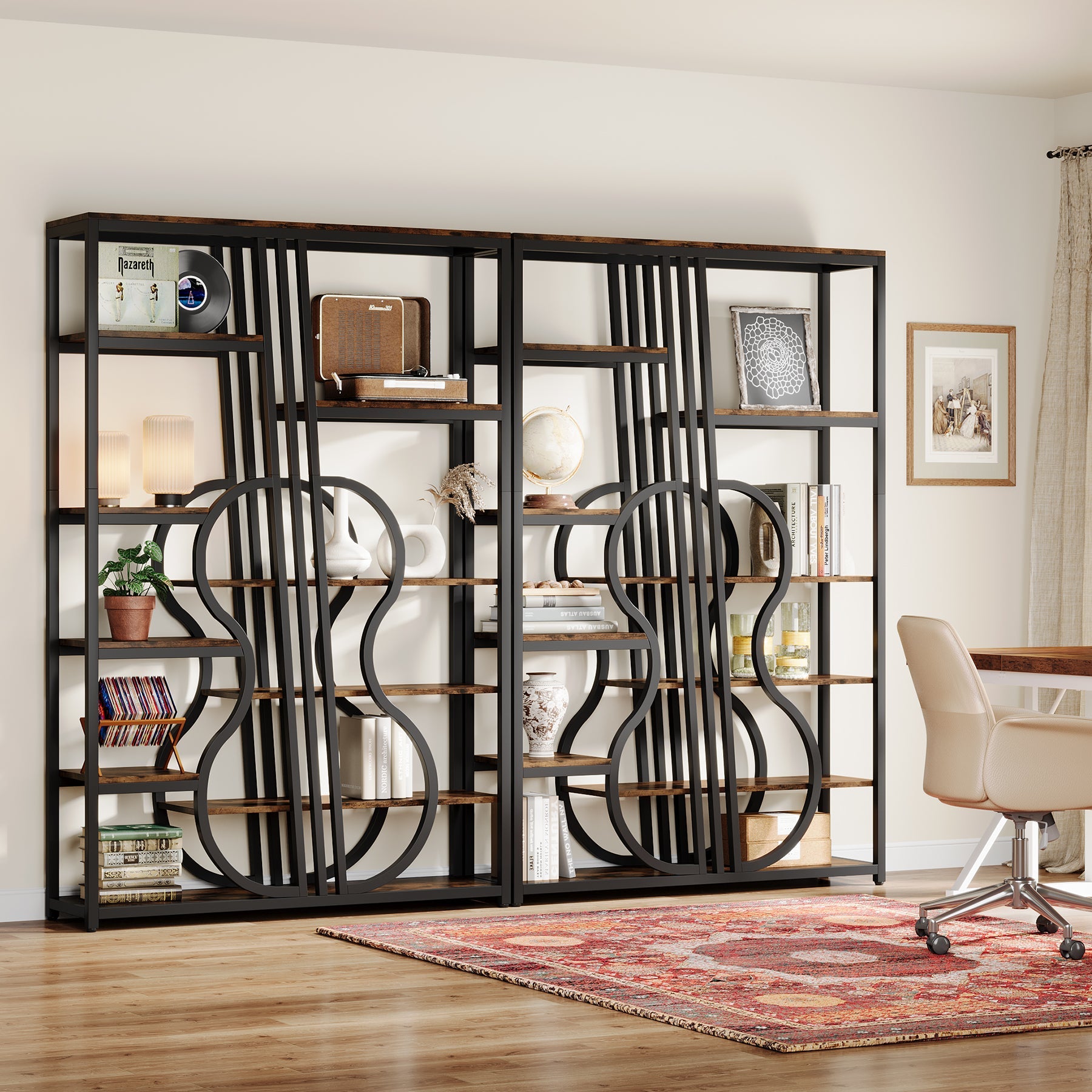 70.8 Booshelf, Vintage Etagere Bookcase with 9 Tier Storage Shelves