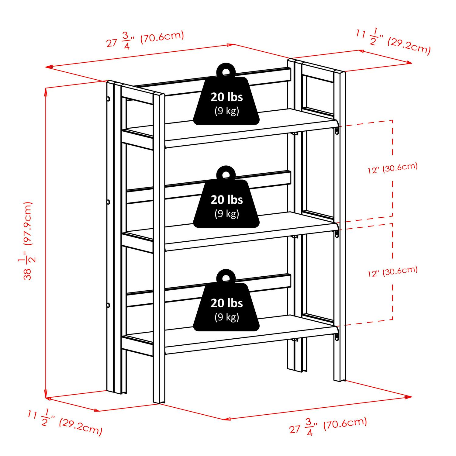 Winsome Wood Terry 3Tier Foldable Shelf Stackable Black Finish  Crowdfused