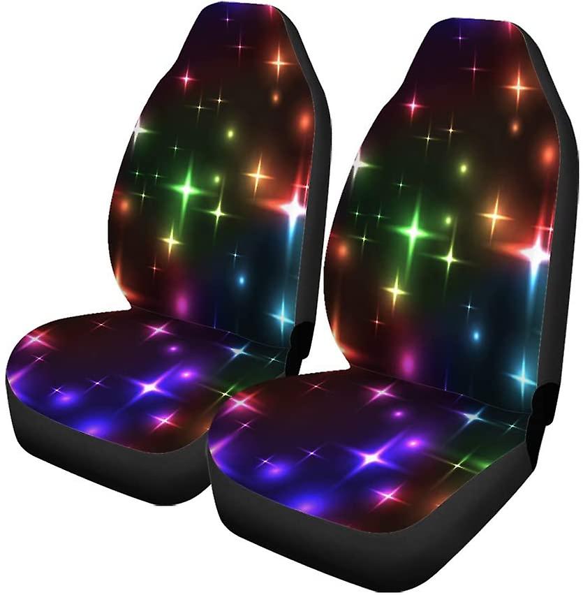 Set Of 2 Car Seat Covers Colorful Stars Universal Auto Front Seats Protector Fits For Car，suv Sedan，truck D---46656