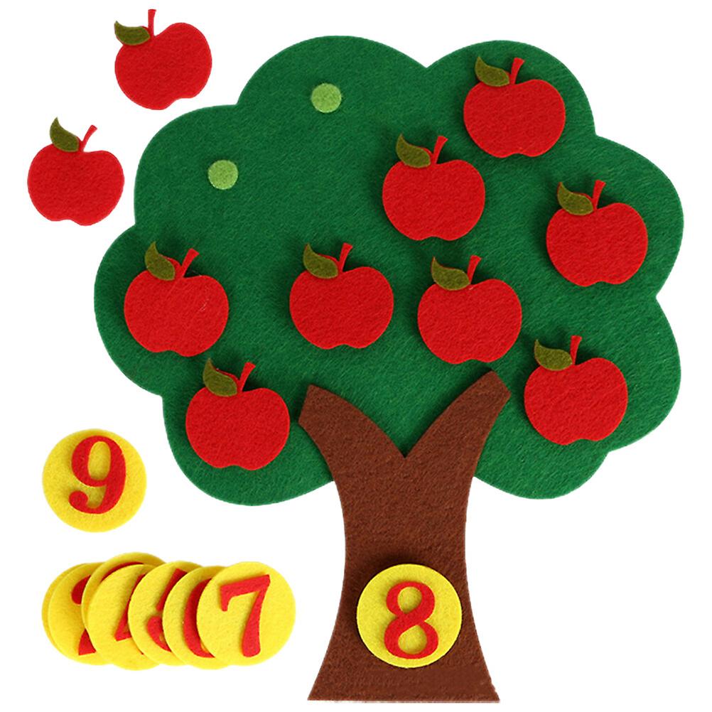 1 Set Non-woven Apples Tree Digital Cognitive Pairing Toy  Counting Apples Game Toy