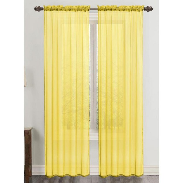 Ramallah Trading Celine Sheer 55 X 90 In Rod Pocket Curtain Panel 55 X 90 Yellow