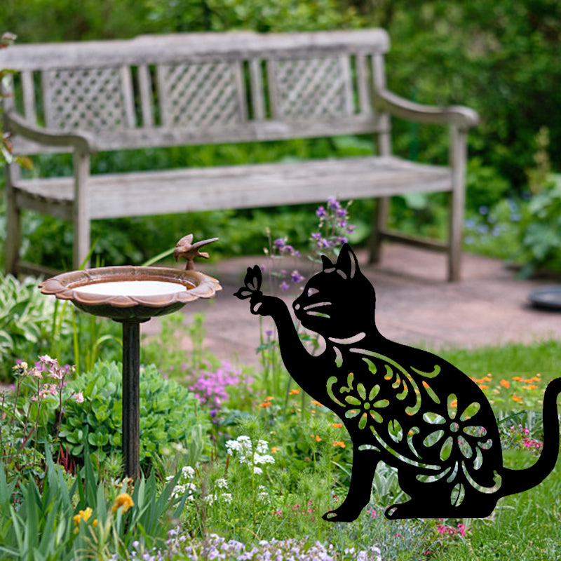 Black Cat Silhouette Garden Statue Stake for Yard Art Lawn Ornament Home Outdoor Decor