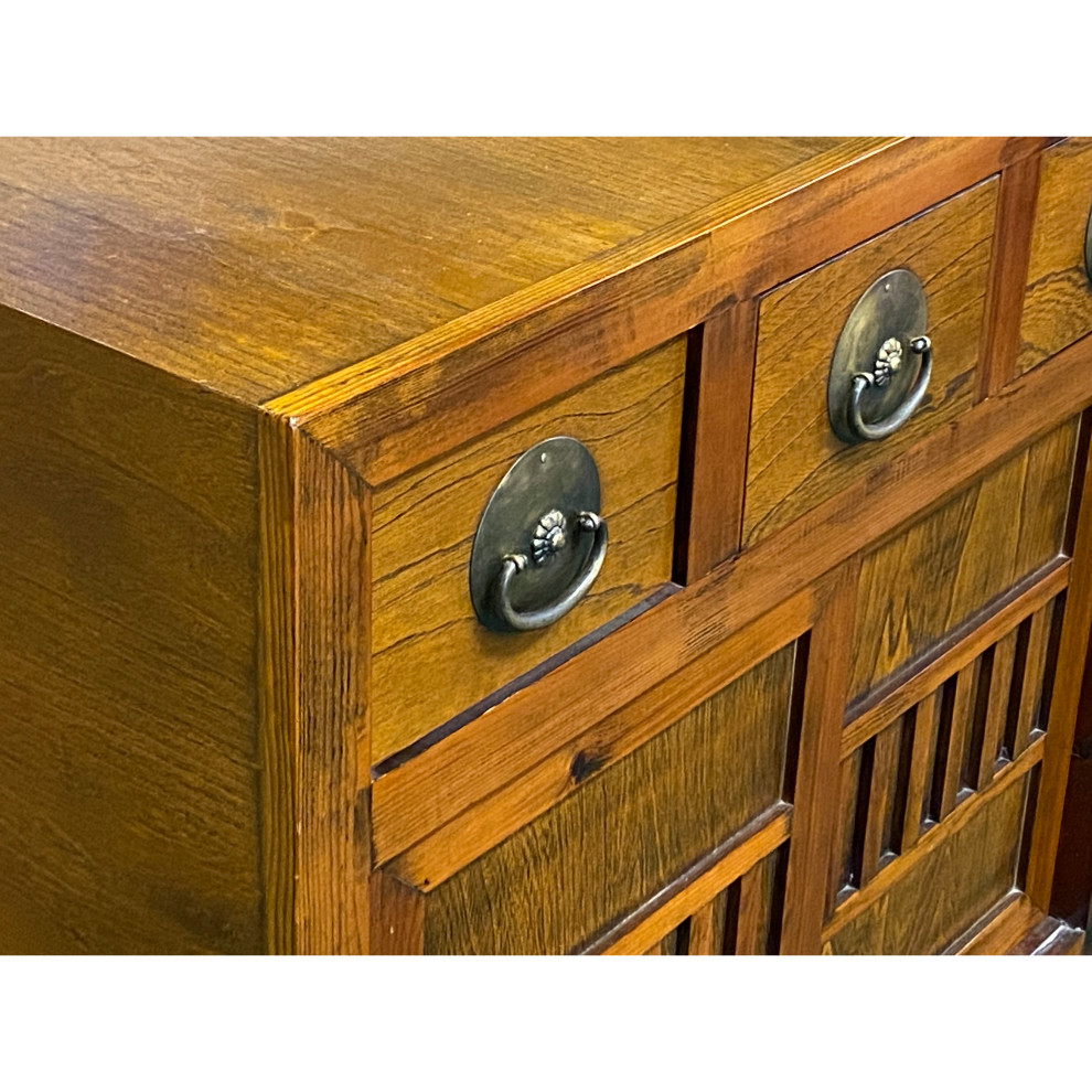 Natural Wood Zen Japanese 2 Sides Access Tansu Chest Cabinet Hcs7672   Asian   Accent Chests And Cabinets   by Golden Lotus Antiques  Houzz