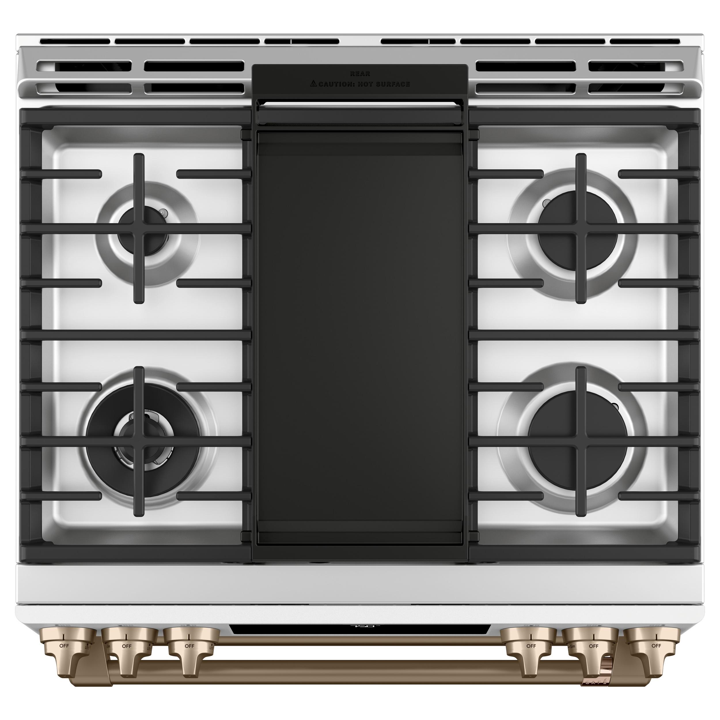 Café 30-inch Slide-in Gas Double Oven Range with Convection Technology CGS750P4MW2