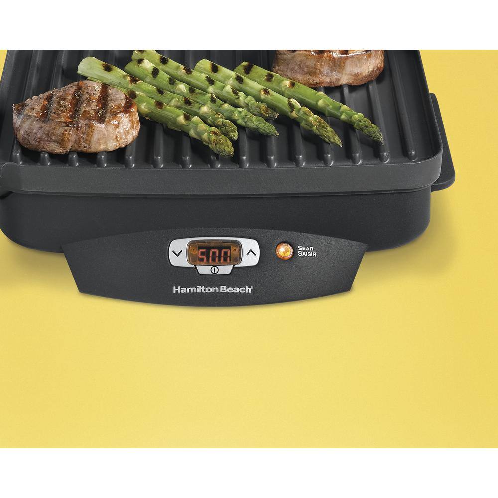 Hamilton Beach Steak Lover's 100 sq. in. Black Indoor Grill with Lid 25331