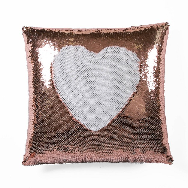 Mermaid Sequins Throw Pillow Pink white Lush D cor