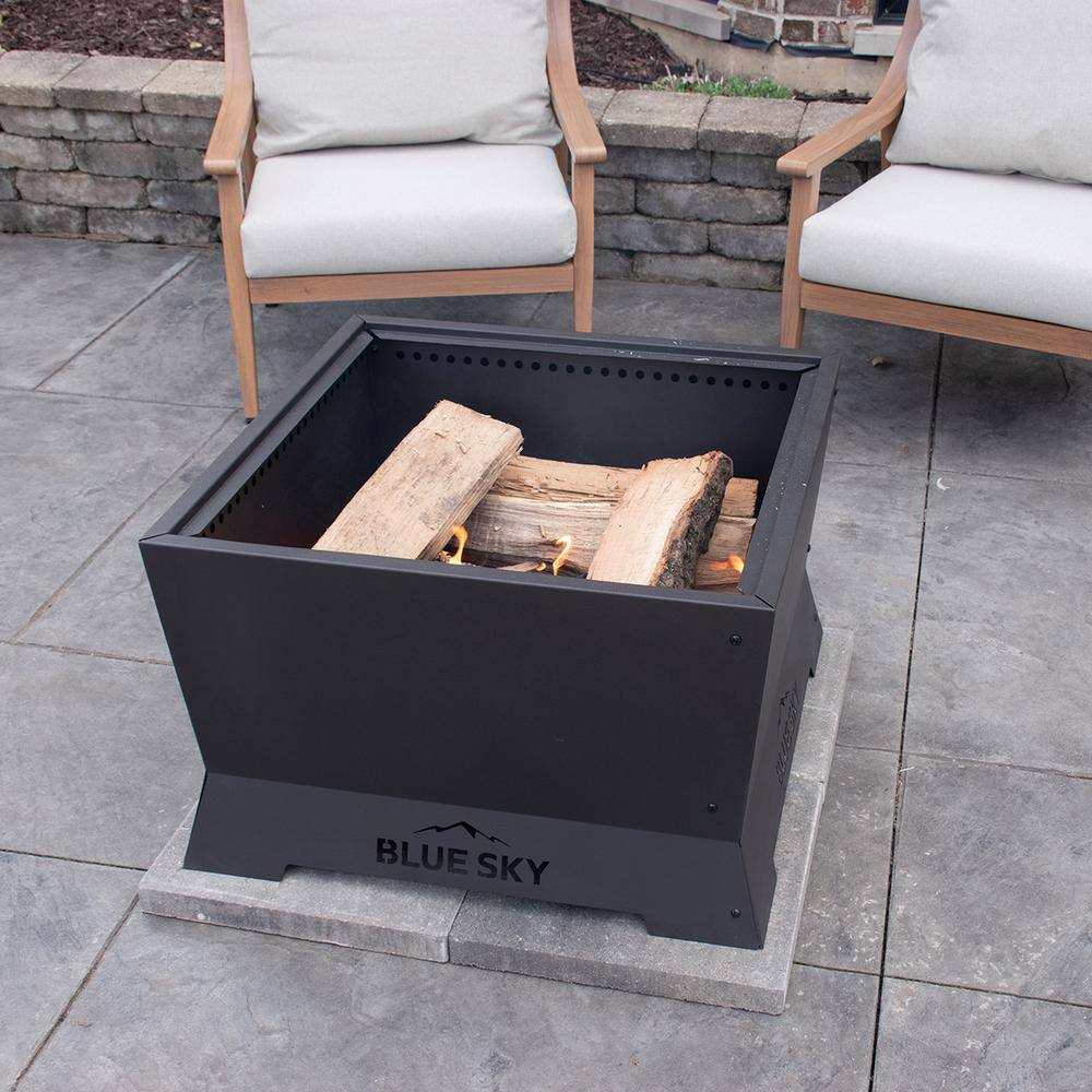 BLUE SKY OUTDOOR LIVING The Mammoth 28 in. x 18 in. Square Steel Wood Patio Smokeless Fire Pit SFP28SQ-B