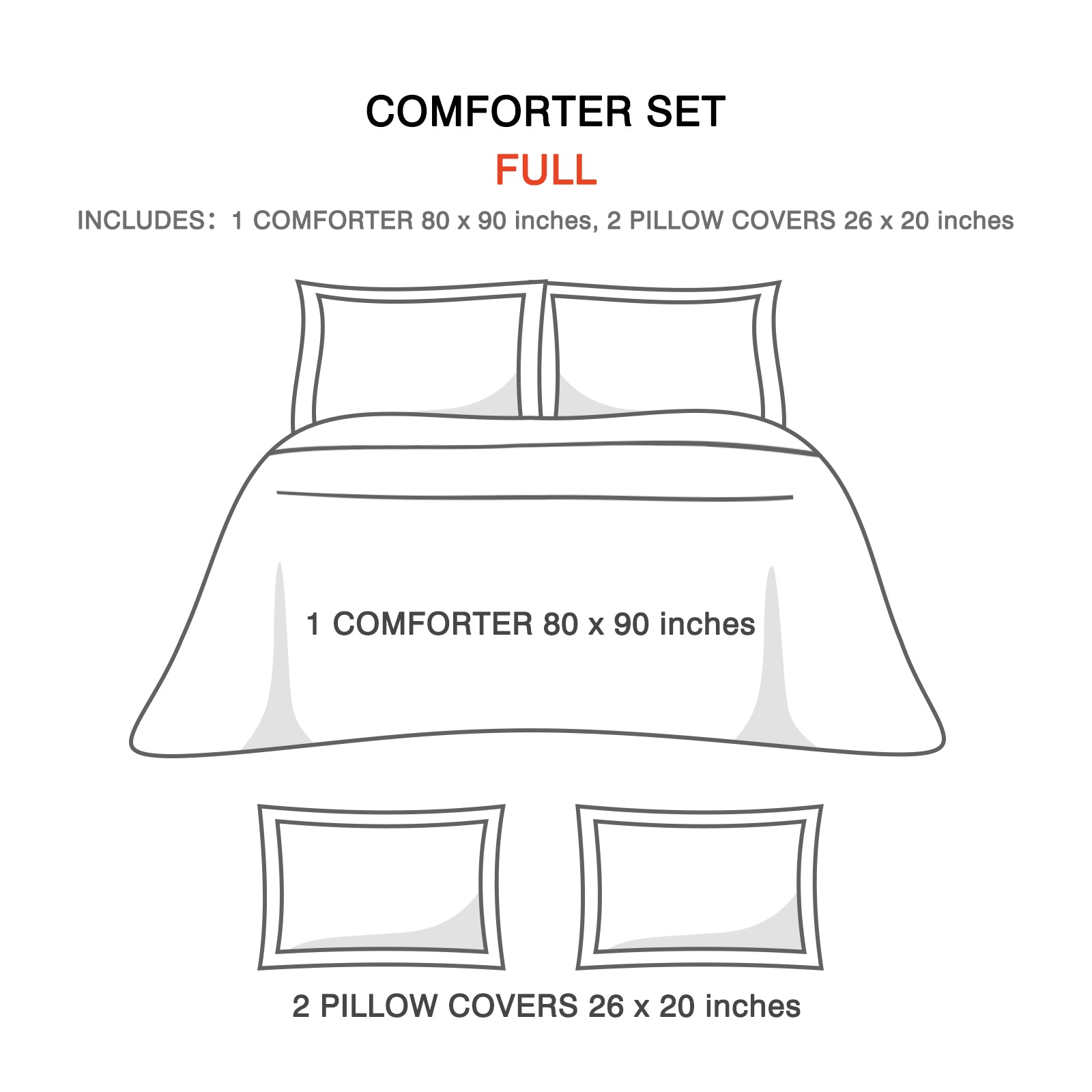 TOPTREE 3 Pieces Ultra Soft Comforter Set Microfiber Full Size，Gray