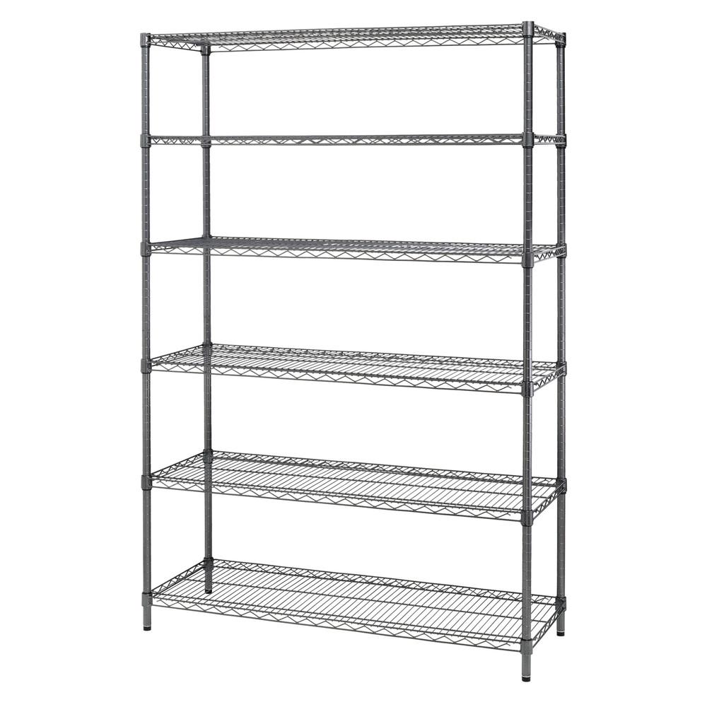 Alera ALESW664818BA Commercial Wire Shelving， Six-Shelf， 48w X 18d X 72h， Black Anthracite