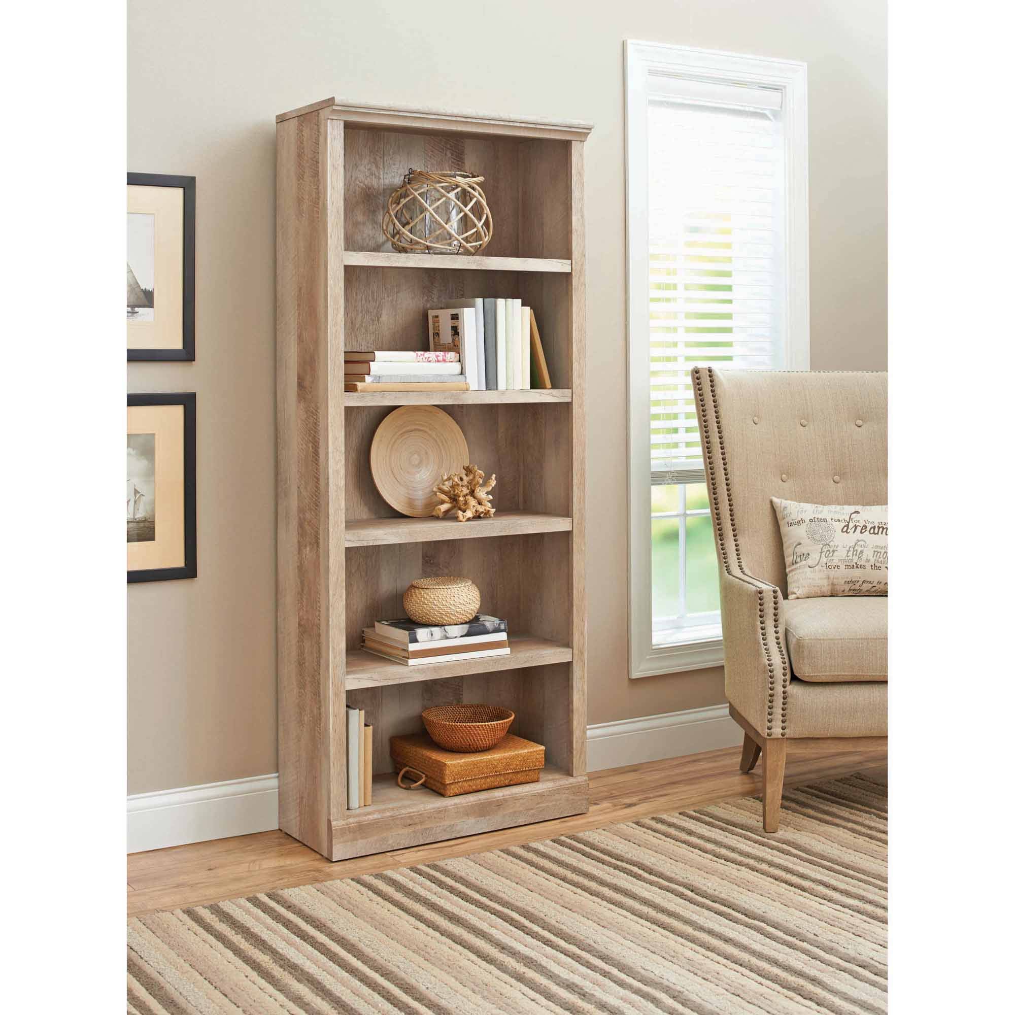 Better Homes & Gardens 71 Crossmill 5-Shelf Bookcase, Weathered Finish