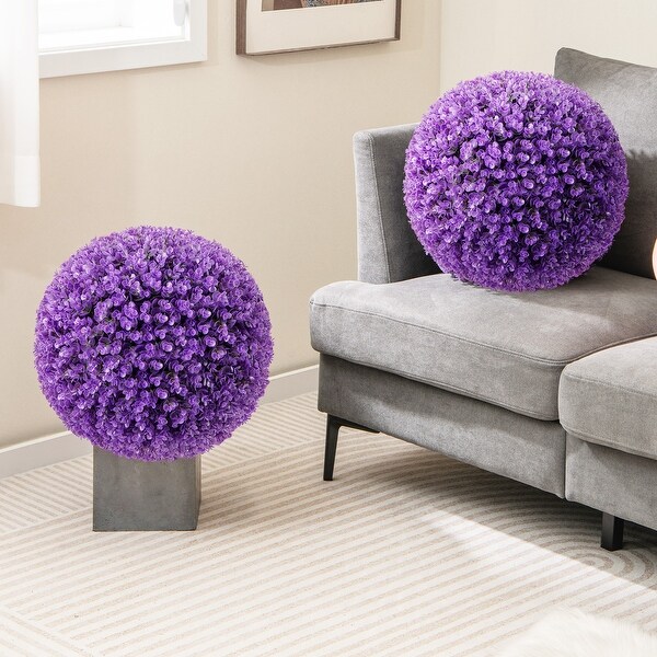 17.5 Inch 2 Pack Faux Eucalyptus Decorative Balls with 7 Layers Leaves