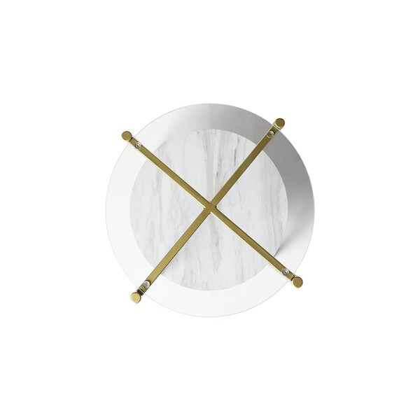 Signature Design by Ashley Wynora Gold-tone and White Faux Marble End Table