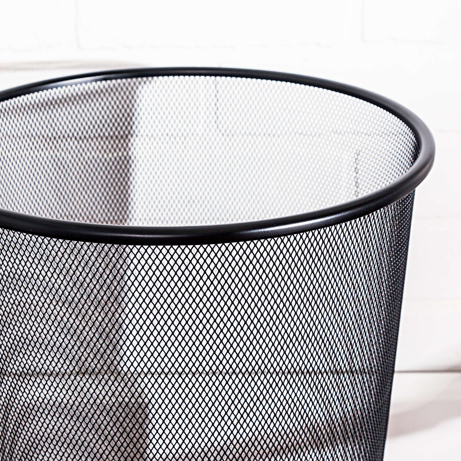 Honey-Can-Do 2.1 gal Black Metal Open Top Wastebasket