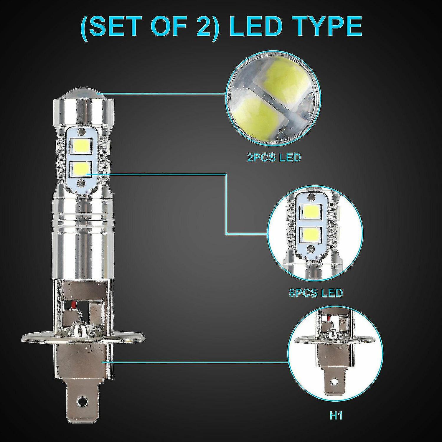 H1 100w Led Bulb， Fog Light Bulbs 360 Degree Headlight Led Bulb 2pcs H1 6000k Super White 100w Led H