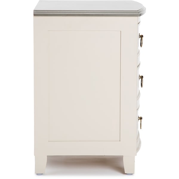 Finch Charleston End Table Nightstand with Drawers， Cream White/Gray