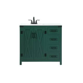 Simply Living 36 in. W x 19 in. D x 34 in. H Bath Vanity in Green with Ivory White Quartz Top SL270708MGN