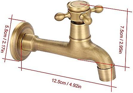 Basin Mixer Tap Water Tap， Antique Brass Single Cold Water Tap For Bathroom Wall Mounted Washing Machine， G1/2， Long Tap， Not For Drinking Water