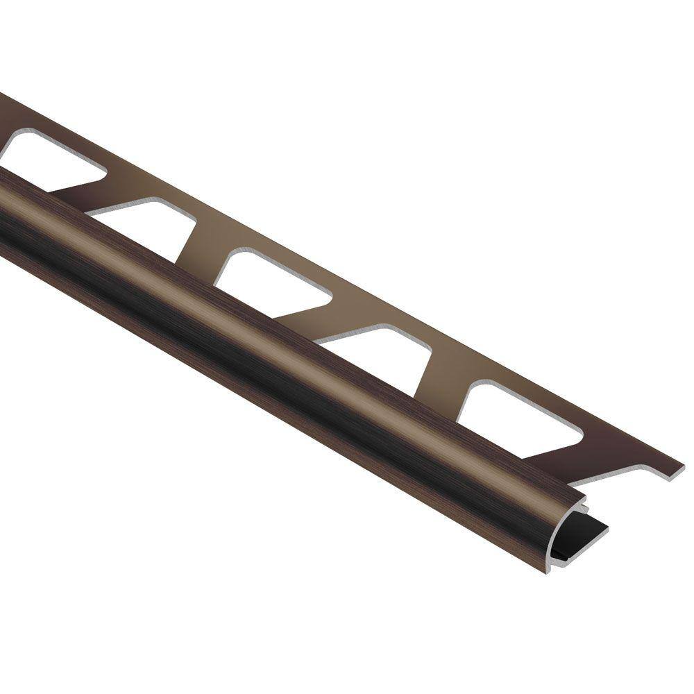 Schluter Systems Rondec Brushed Antique Bronze Anodized Aluminum 12 in. x 8 ft. 2-12 in. Metal Bullnose Tile Edging Trim RO125ABGB