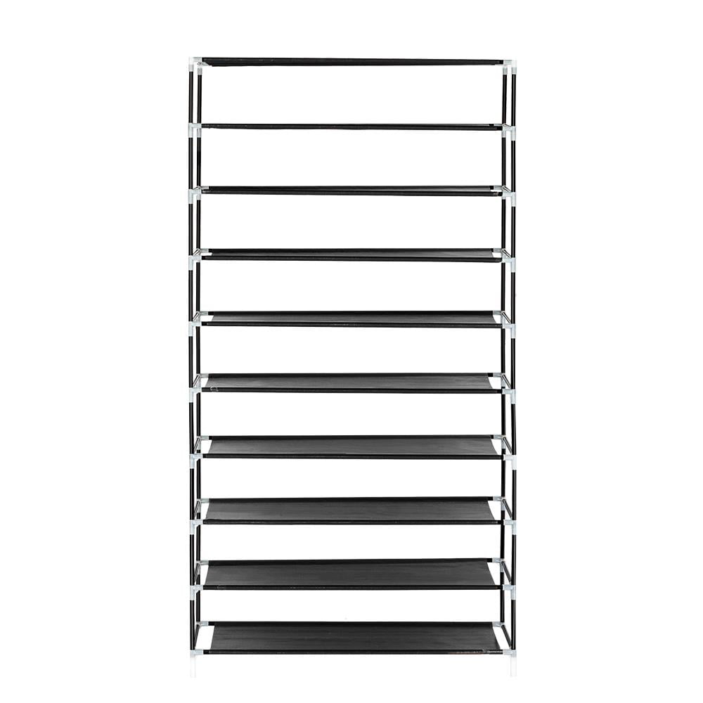 Ktaxon 10 Tiers Shoe Rack Shoe Shelf with Dustproof Cover Closet 36-45 Pairs Shoes Storage Organizer Space Saving， Black