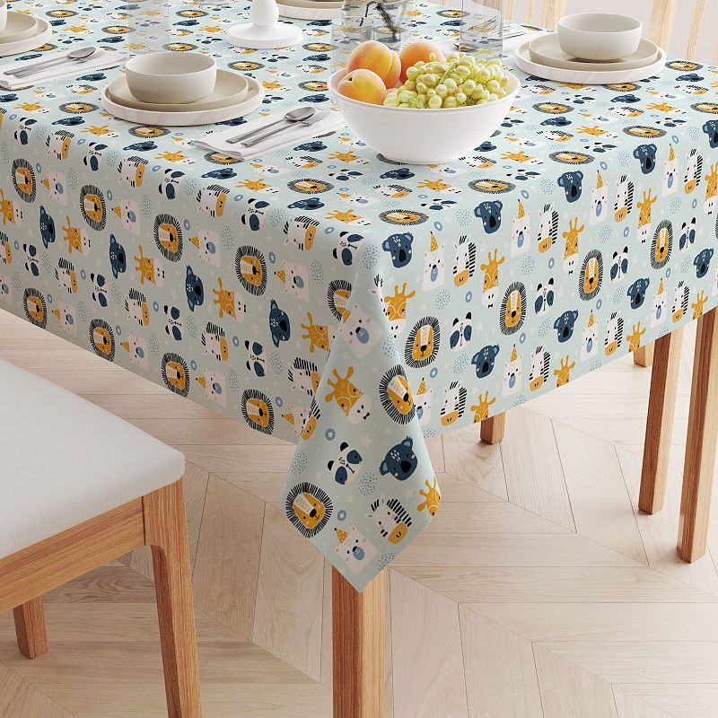 Square Tablecloth， 100% Polyester， 60x60， Animal Faces