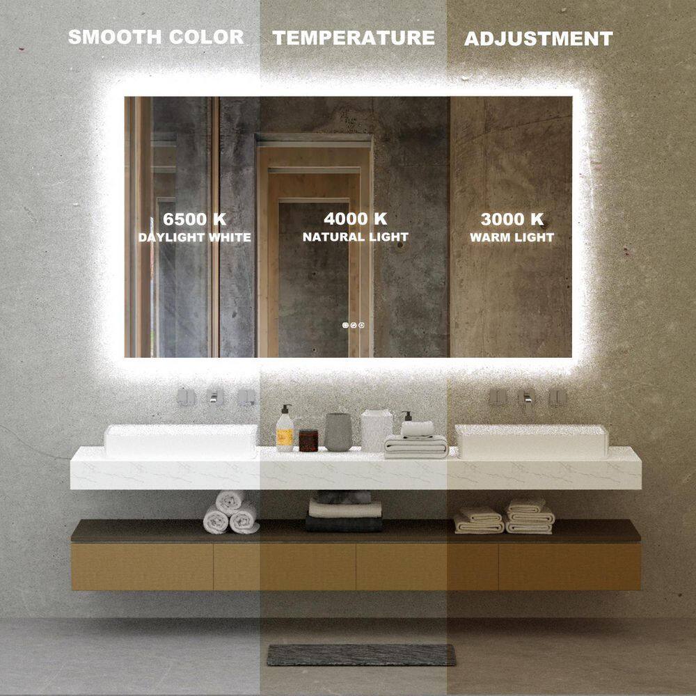 niveal 60 in. W x 36 in. H Rectangular Frameless LED Wall Bathroom Vanity Mirror LMO04-6036DF2